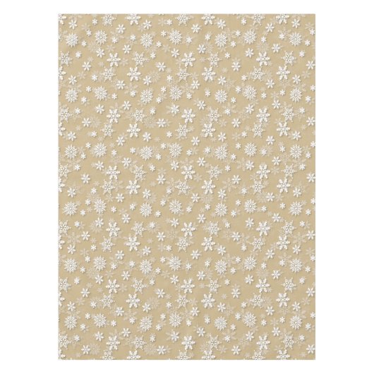 Festive Gold and White Christmas Holiday Snowflake Tischdecke (Vorderseite)