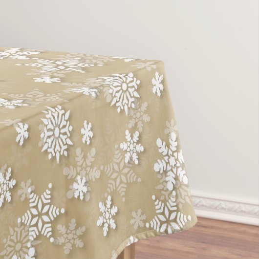 Festive Gold and White Christmas Holiday Snowflake Tischdecke (Beispiel)