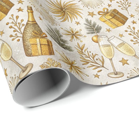 Festive Gold Celebration New Year  Geschenkpapier (Rolleneckpunkt)