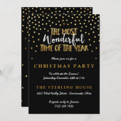 Festive Gold Confetti Dots Weihnachts-Party Einladung (Vorne/Hinten)