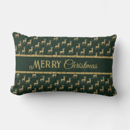 Festive Gold Deer Holiday Lumbar Accent Pillow Lendenkissen