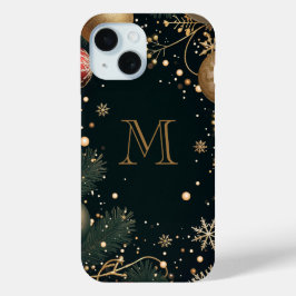 Festive Gold Elegante Weihnachts Monogram Dark Case-Mate iPhone Hülle