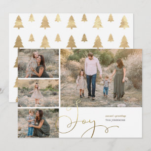 Festive Gold Joy Collage Flat Holiday Card Feiertagskarte