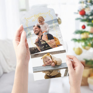 Festive Gold Line Gezeichnet Band Rahmen 1-Foto Fo All-in-One-Einladung