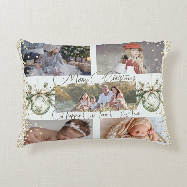 Festive Gold Scripts Frohes Neues Jahr Dekokissen (Vorderseite)