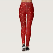 Festive Gold Star Burgundy Red Leggings (Rückseite)