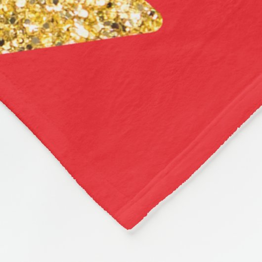 Festive Gold Star Red Background Fleecedecke (Ecke)