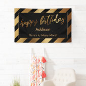 Festive Gold Streifen auf Black Happy Birthday Banner (Insitu)