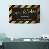 Festive Gold Streifen auf Black Happy Birthday Banner (Messeveranstaltung)