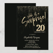 Festive Gold Surprise 20th Birthday Party Einladung (Vorne/Hinten)