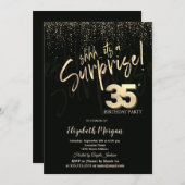 Festive Gold Surprise 35th Birthday Party Einladung (Vorne/Hinten)