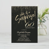 Festive Gold Surprise 60th Birthday Party Einladung (Stehend Vorderseite)