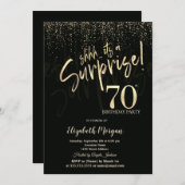 Festive Gold Surprise 70th Birthday Party Einladung (Vorne/Hinten)