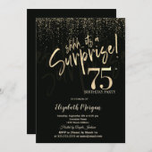 Festive Gold Surprise 75th Birthday Party Einladung (Vorne/Hinten)