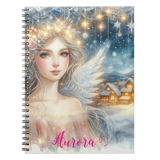 Festive Gold Watercolor Ethereal Frost Snow Angel Notizblock (Vorderseite)