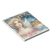 Festive Gold Watercolor Ethereal Frost Snow Angel Notizblock (angewinkelt)