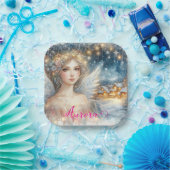 Festive Gold Watercolor Ethereal Frost Snow Angel Pappteller (Party)