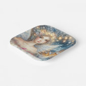 Festive Gold Watercolor Ethereal Frost Snow Angel Pappteller (Gewinkelt)