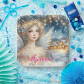 Festive Gold Watercolor Ethereal Frost Snow Angel Pappteller (Party)