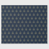 Festive Gold Weihnachtsbaumen Navy Blue Geschenkpapier (Flach)