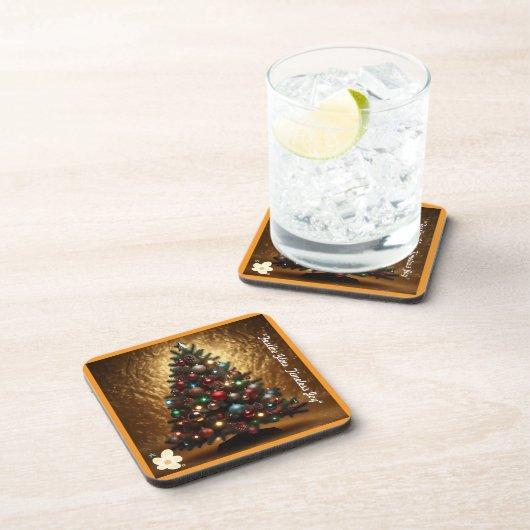 "Festive Golden Glitzern" Getränkeuntersetzer (Rechte Seite)