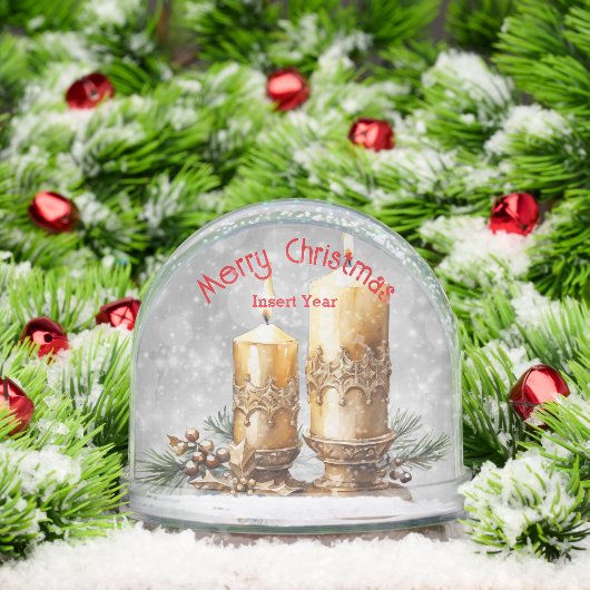 Festive Golden Merry Christmas Candles Keepsake Schneekugeln (Weihnachten)