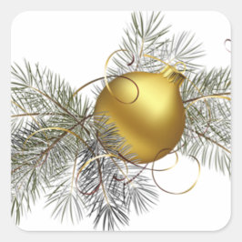 Festive Goldene Dekoration Quadratischer Aufkleber