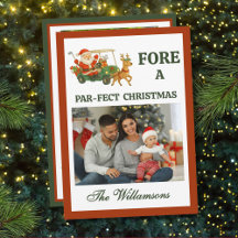 * Festive Golf Theme Two Photo Christmas