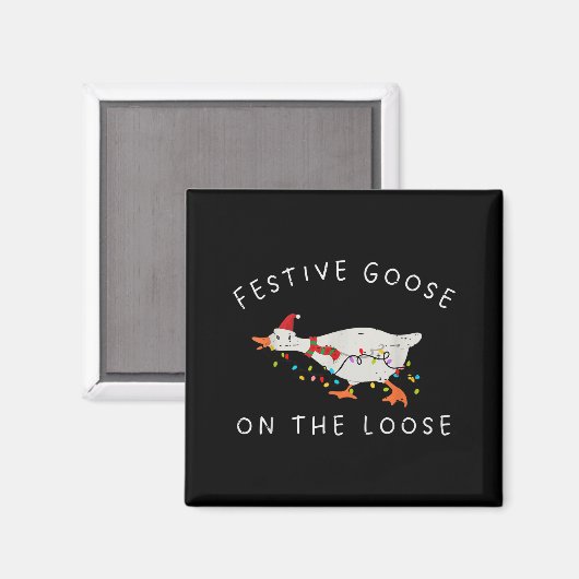 Festive Goose On The Loose Christmas Duck Light Xm Magnet (Vorderseite/Rückseite)