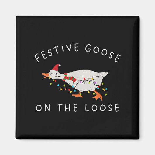 Festive Goose On The Loose Christmas Duck Light Xm Magnet (Vorne)