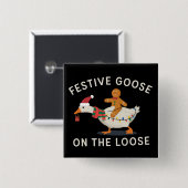 Festive Goose On The Loose Christmas Gingerbread  Button (Vorne & Hinten)