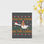 Festive Goose On The Loose Funny Gingerbread Ugly  Karte (Gelbe Blume)