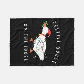 Festive Goose On The Loose Funny Silly Goose Retro Fleecedecke (Vorderseite (Horizontal))