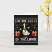 Festive Goose On The Loose Funny Ugly Sweater Chri Karte (Gelbe Blume)