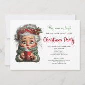 Festive Granny Cartoon Whimsical Xmas Invitation Einladung (Vorderseite)
