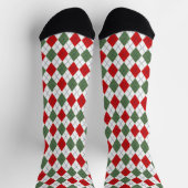 Festive Green and Red Argyle Pattern Socken (Oben)