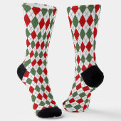 Festive Green and Red Argyle Pattern Socken (Gewinkelt)