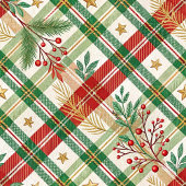 Festive green and red watercolor tartan throw wrap fleecedecke