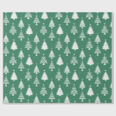 Festive Green and White Christmas Tree Pattern Geschenkpapier (Flach)