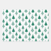 Festive Green and White Christmas Tree Pattern Geschenkpapier Set (Vorderseite 2)