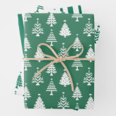Festive Green and White Christmas Tree Pattern Geschenkpapier Set (Beispiel)