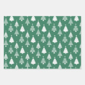 Festive Green and White Christmas Tree Pattern Geschenkpapier Set (Vorderseite)