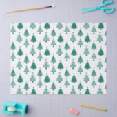 Festive Green and White Christmas Tree Pattern Seidenpapier (Basteln)