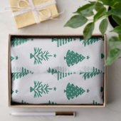 Festive Green and White Christmas Tree Pattern Seidenpapier (Geschenk)