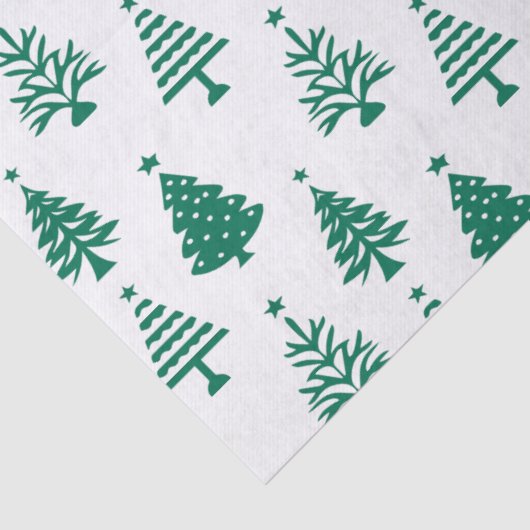 Festive Green and White Christmas Tree Pattern Seidenpapier (Detail)
