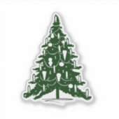 Festive Green and White Holiday Christmas Aufkleber (Vorderseite)