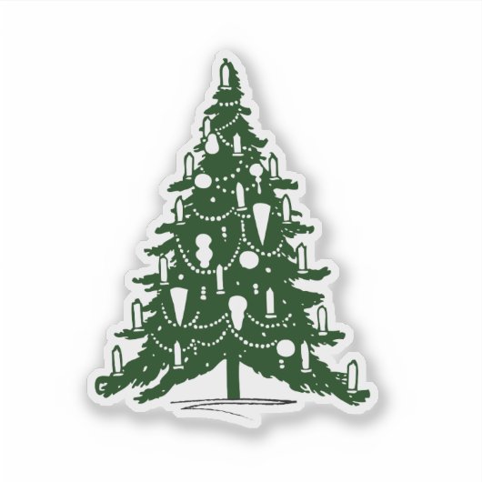 Festive Green and White Holiday Christmas Aufkleber (Vorderseite)
