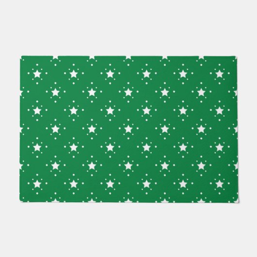 Festive Green and White Stars Pattern Fußmatte (Vorderseite)