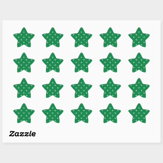 Festive Green and White Stars Pattern Stern-Aufkleber (Blatt)