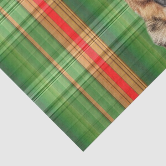 Festive Green Plaid German Shepherd Dog Christmas Seidenpapier (Ausschnitt)